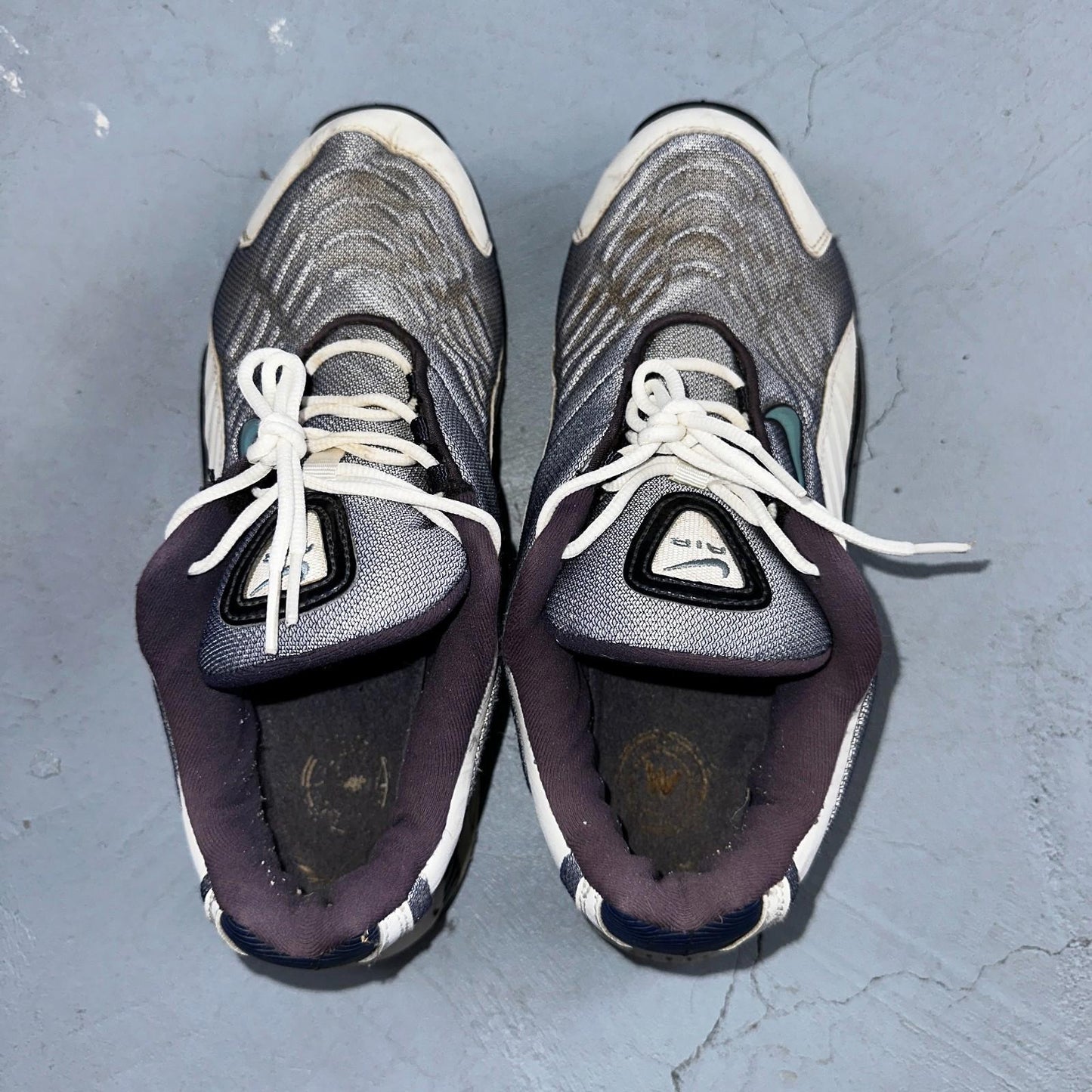 Vintage Nike Trainer Mens White Purple Size 10 USA Leather Sneaker 303901 Y2K