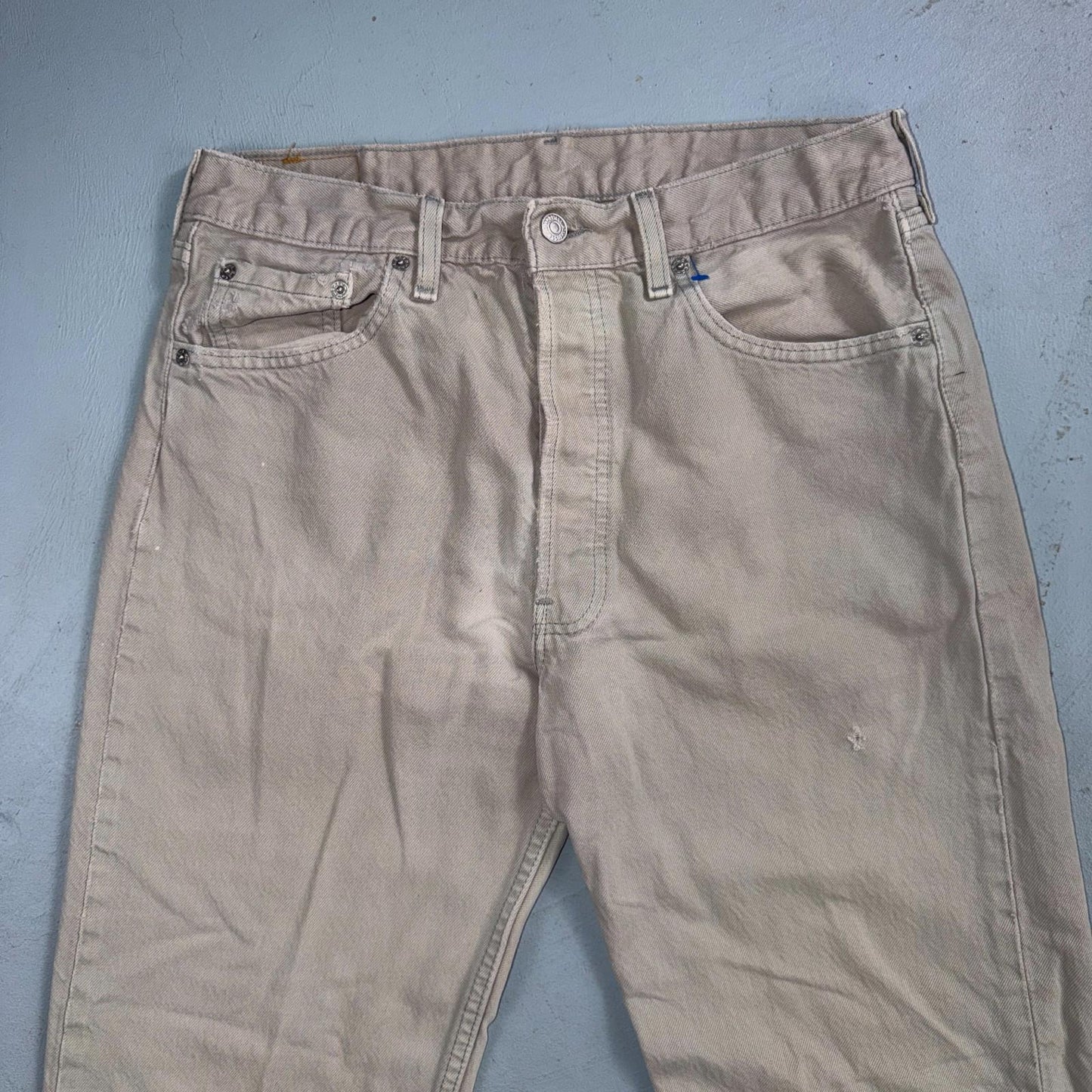 Levis 501 Vintage 90s USA XX Straight Leg Jeans Beige Light Wash 34x32 Act 31x29