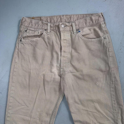 Levis 501 Vintage 90s USA XX Straight Leg Jeans Beige Light Wash 34x32 Act 31x29