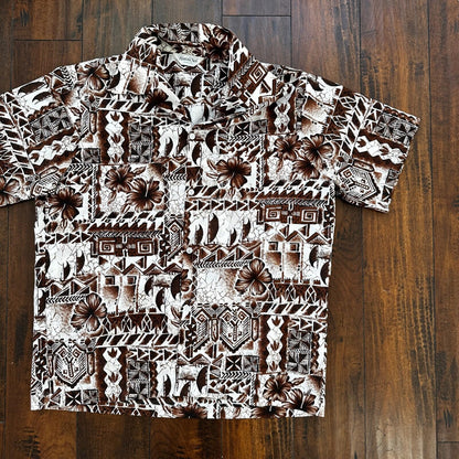 Hawaii Nei Honolulu Vintage 60s Mens L White Short Sleeve Button Down Shirt