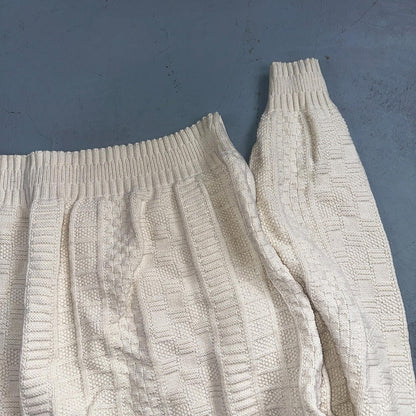 Towncraft VTG 80s 100% Cotton Made In USA Ivory Square Knit Sweater Sz L