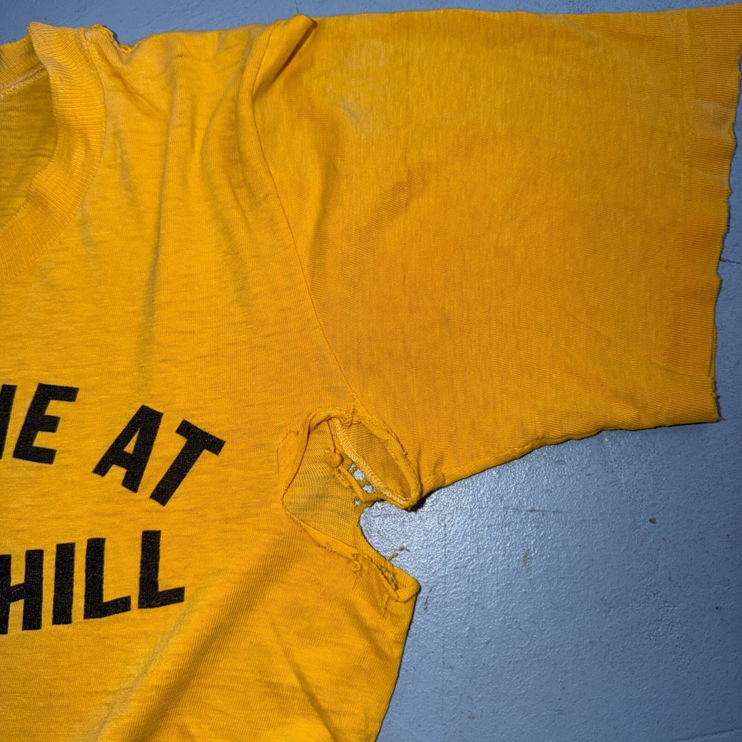 VTG 70s Got Mine At Whiskey Hill T Shirt Seymores Hubbard Oregon Thrashed 1970s