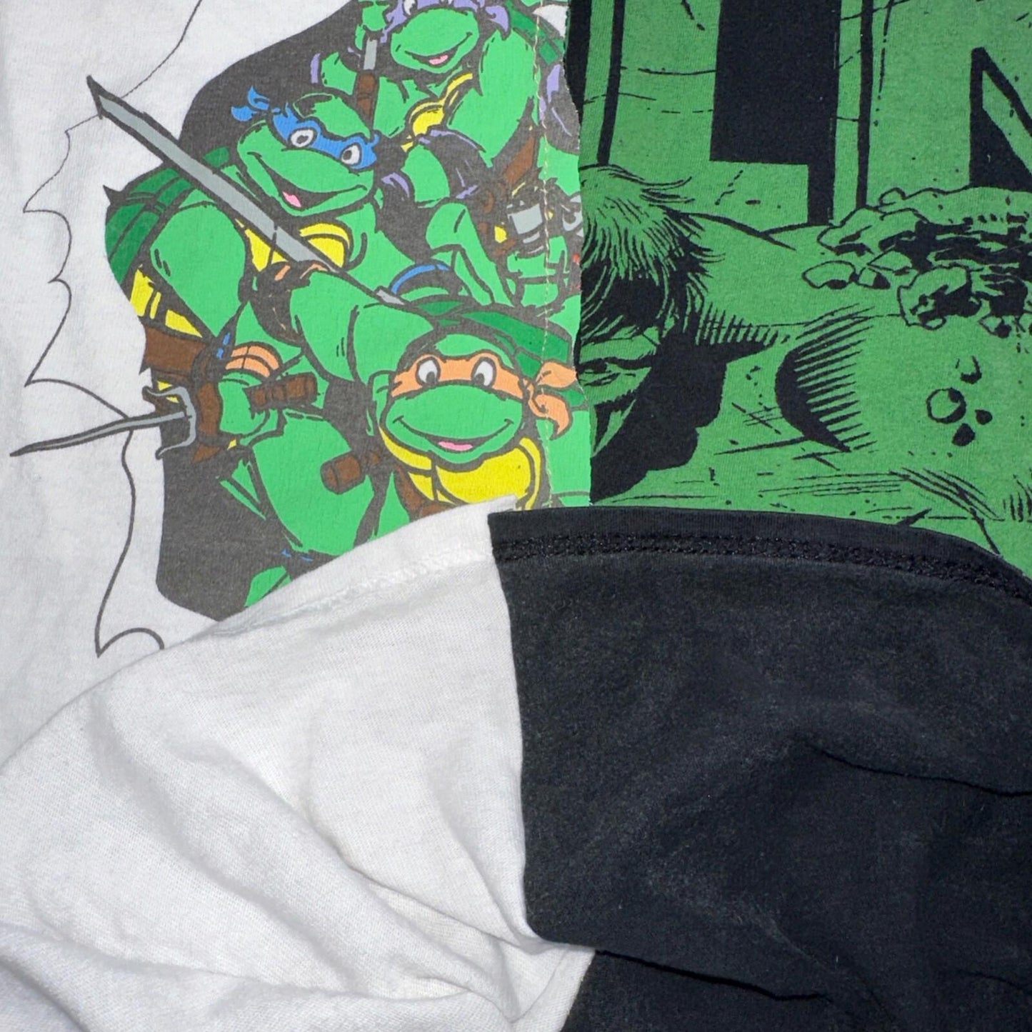 Ninja Turtle Hulk Super Hero Split Cut Sewn VTG Style T Shirt Y2K Custom Unique