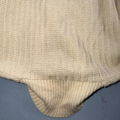 VTG Abercrombie & Fitch Heavy Wool Shawl Sweater Oatmeal Beige Fisherman 70s