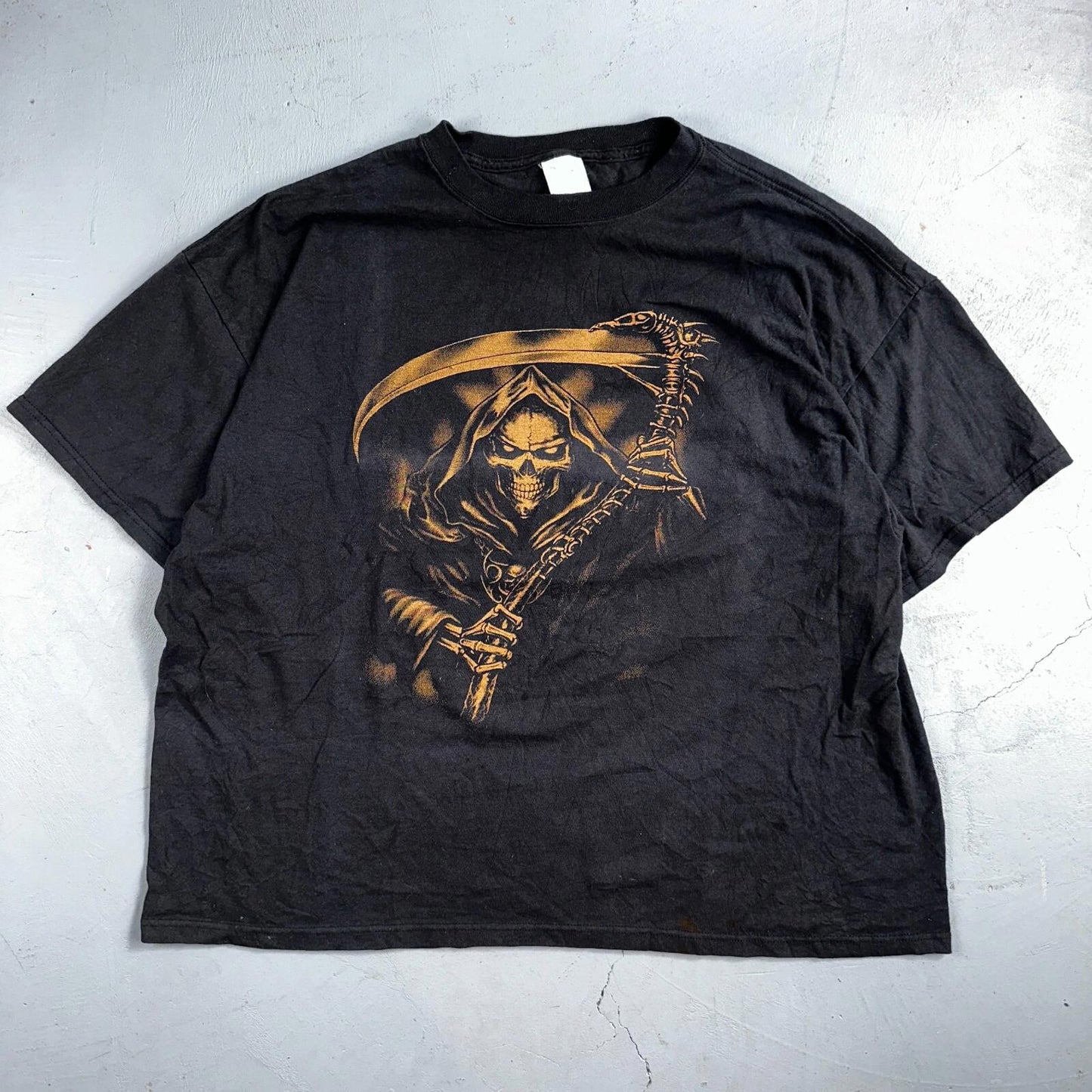 Reaper Y2K Shirt Black Mens Horror Vintage Large Print Skull Death Metal Band