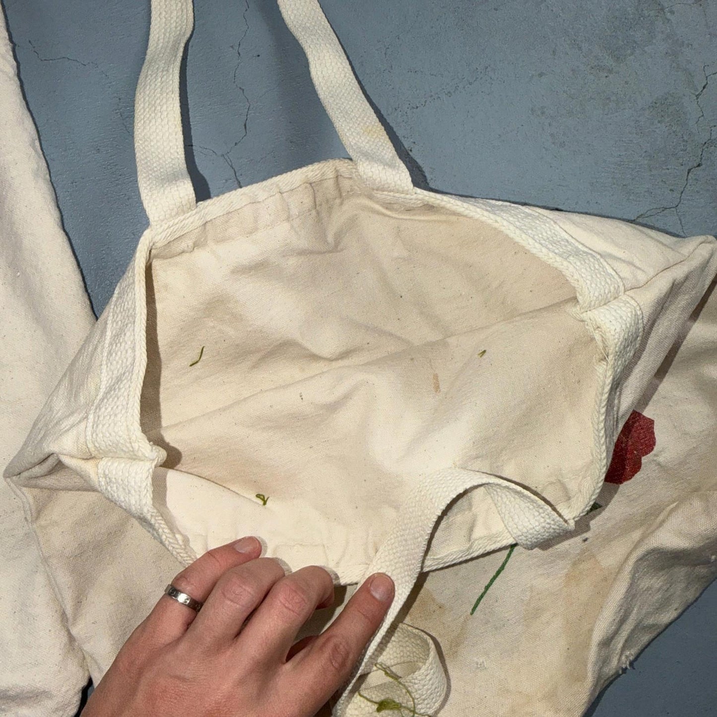 Vintage Boat & Tote Bag White Canvas Lot of 2 Virginia Is For Lovers Rose PDX