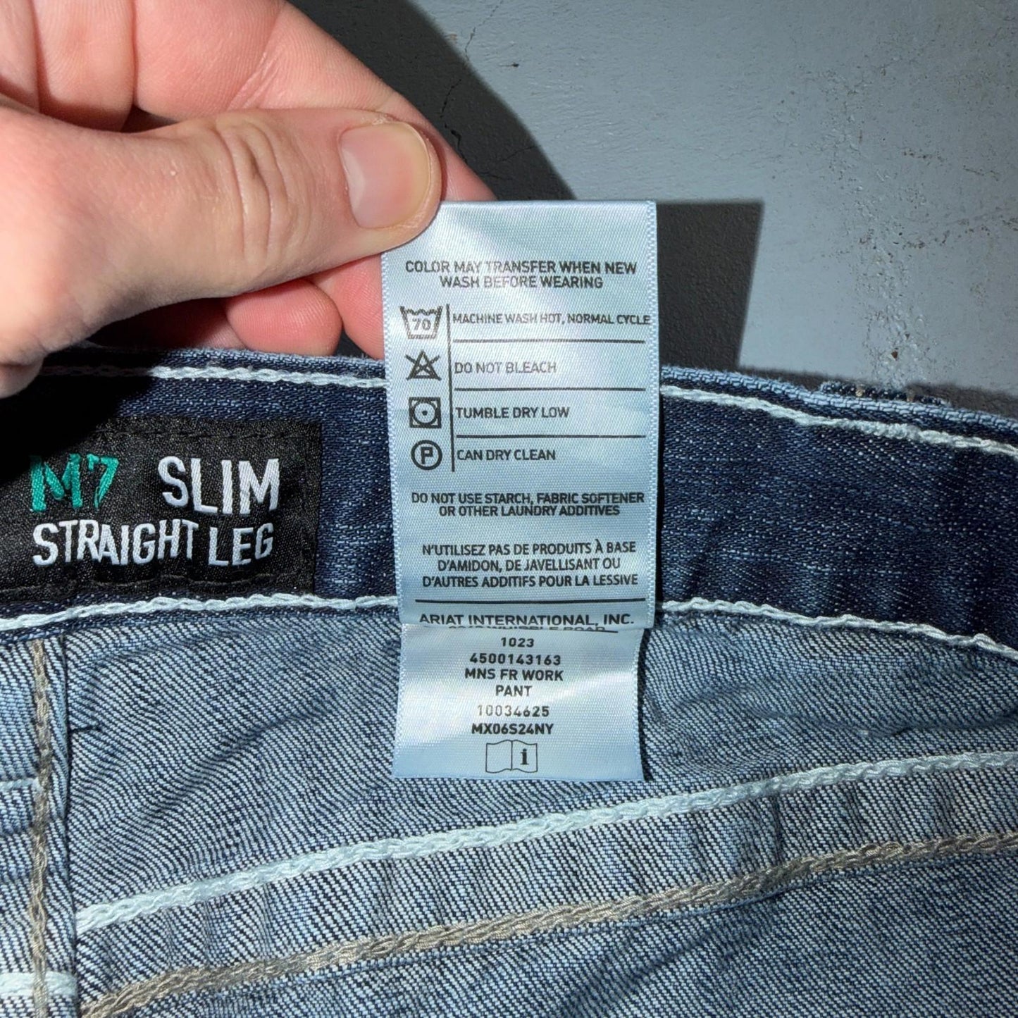 Ariat M7 Slim Straight Leg Jeans Mens 42x30 Blue Denim Pants Cowboy Western 42