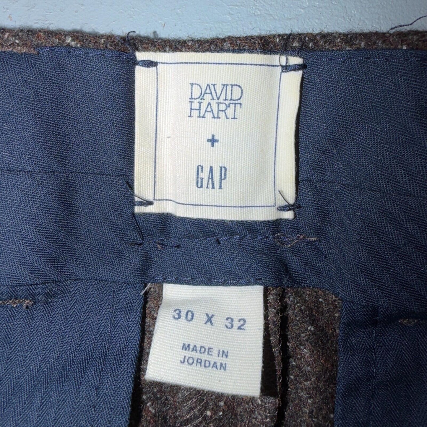 David Hart x GAP Brown Specked M Tweed Sport Coat Wool Silk Suit Pants 2PC 30x32