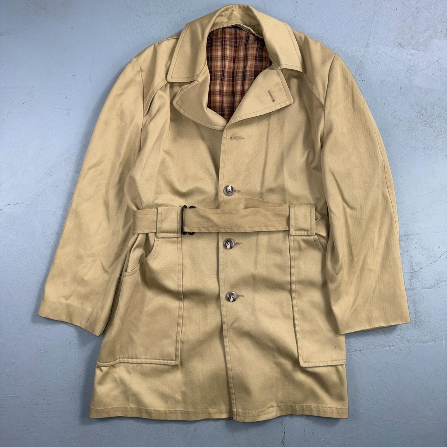 VTG 50s 60s Sportswear Mid Length Jacket Car Coat Blazer Overcoat Belted Rain