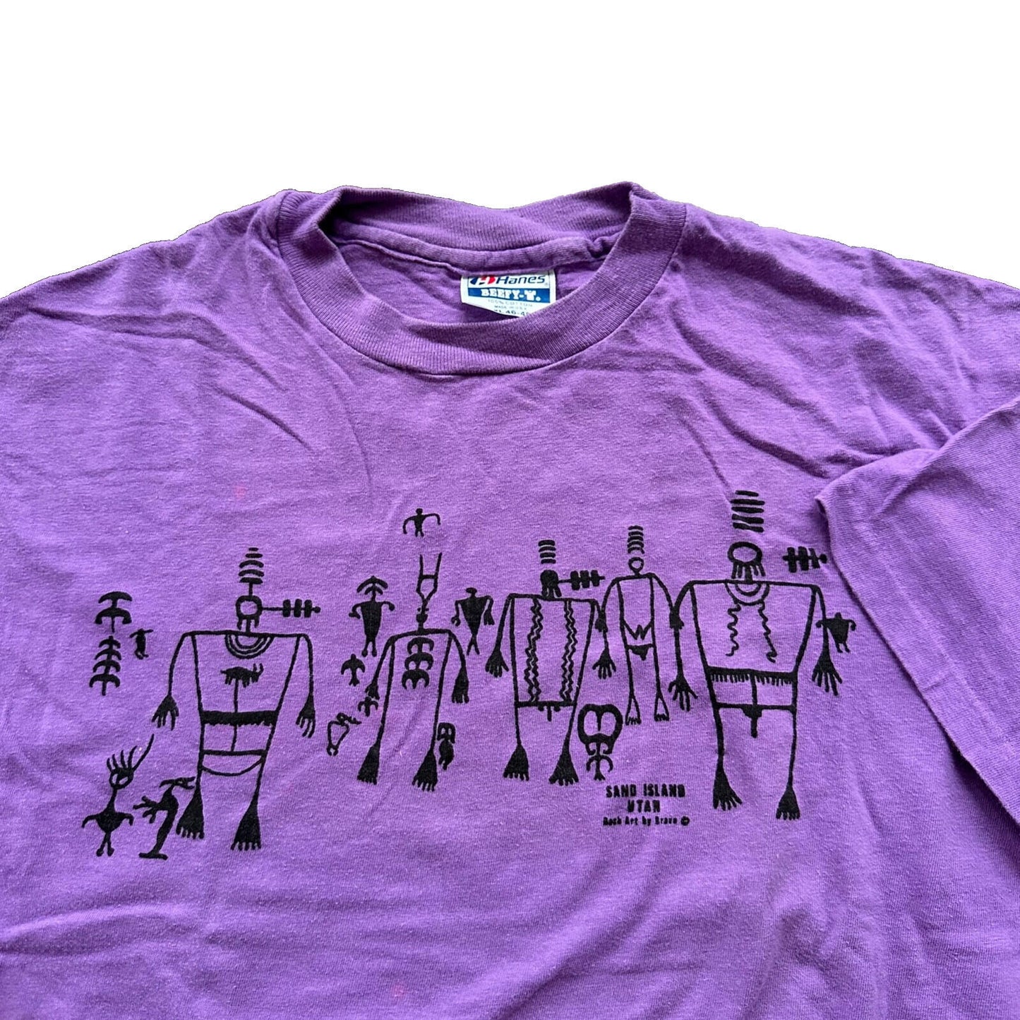 Sand Island Hanes XL Beefy Vintage T Shirt 80s 1980s Purple Skater Hipster