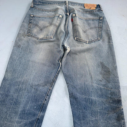 Levis 501 Vintage 80s Redline Selvedge USA XX Jeans Light Wash 36x34 Act 33x30