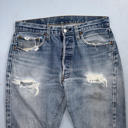 Levis 501 Vintage 80s Redline Selvedge USA XX Jeans Light Wash 31x27 Skinny