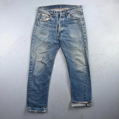 Levis 501 Vintage 70s SS Redline Selvedge USA XX Jeans Light Wash Act 31x28 Used