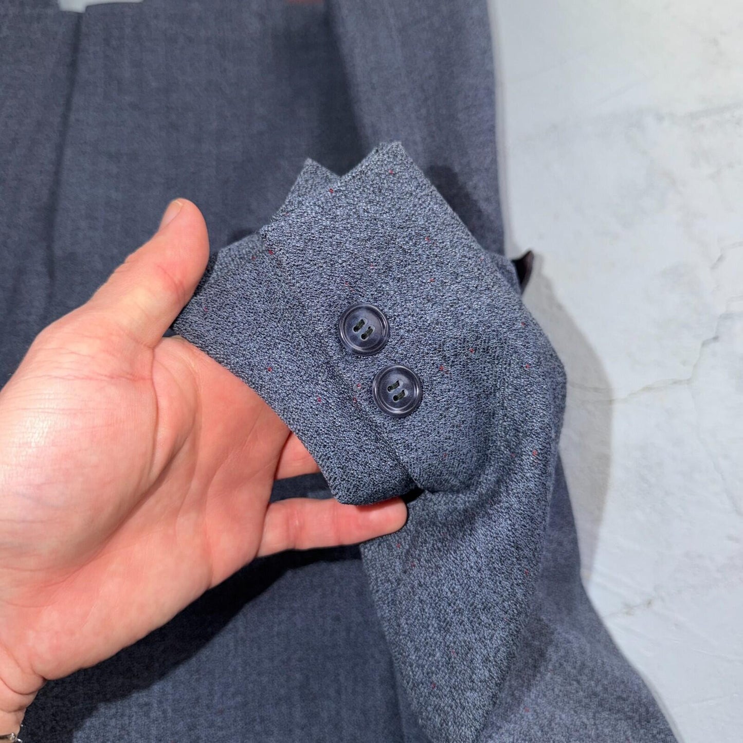 1950s 1960s VTG Mens 2 PC Suit 40 Jacket Coat Pants Blue Union Wool Rockabilly