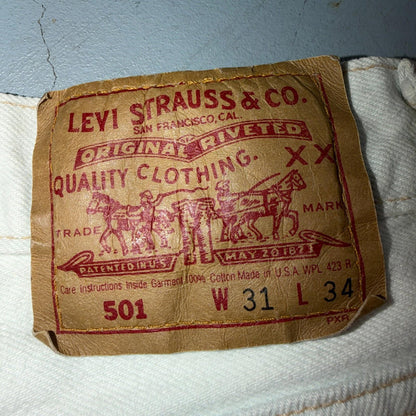 Levis 501 Vintage 90s USA XX Straight Leg Jeans Blue Light Wash 31x34 Act 29x33