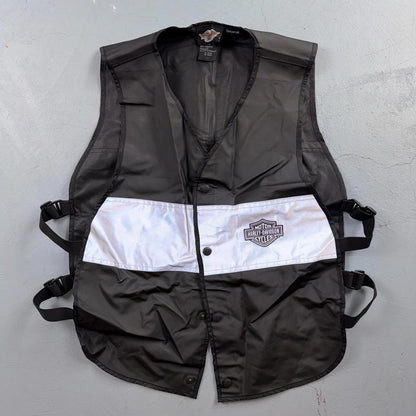 Harley Davidson Men's Black Nylon Hydration Adjustable Vest Jacket 3M Safety