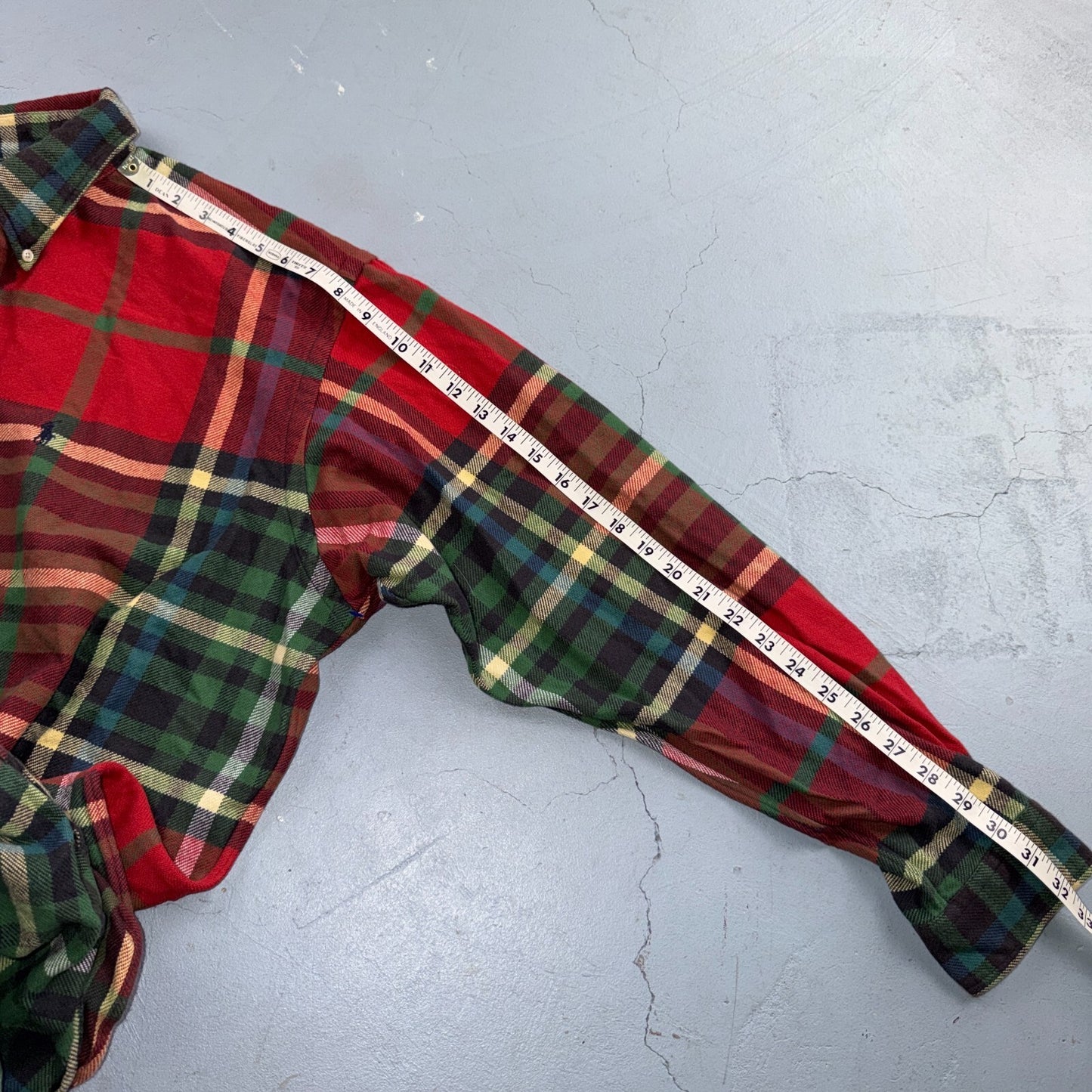 Ralph Lauren Blaire Red Green Plaid Flannel Button Down Shirt Mens XL Cotton 90s