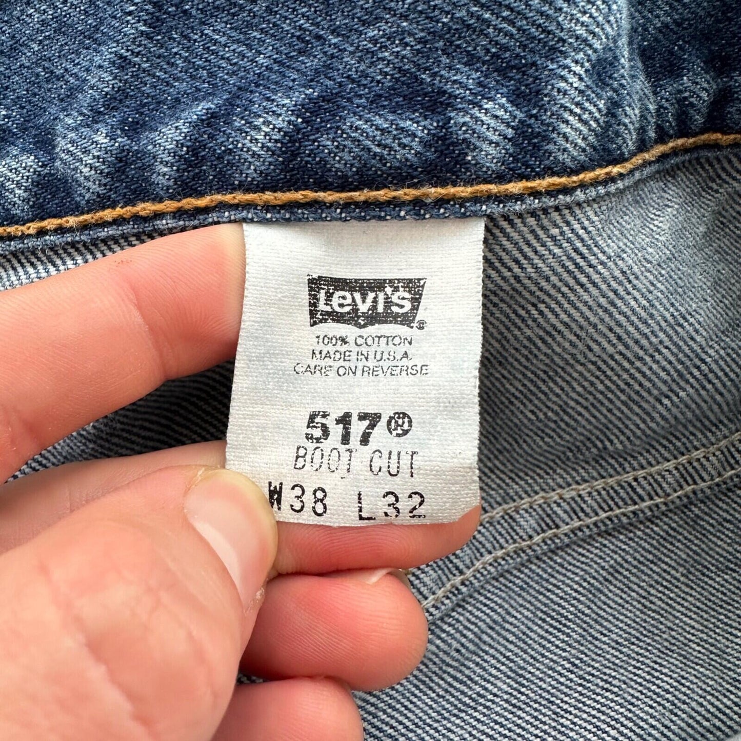Levis 517 Vintage 90s USA Orange Tab Bootcut Flare Blue Jeans 38x32 Act 35x30