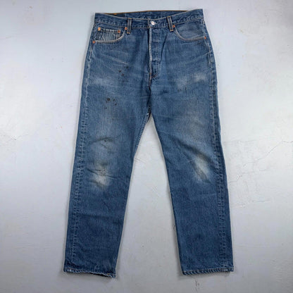 Levis 501 Vintage 90s USA XX Straight Leg Jeans Blue Med Wash 36x34 Act 33x30