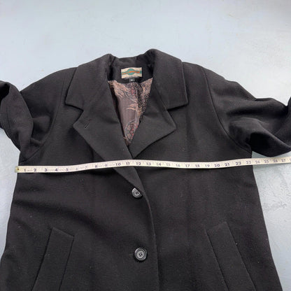 Out Brook Women's Size 12 Black Button Up Coat Wool Long Classy VTG 80s 90s