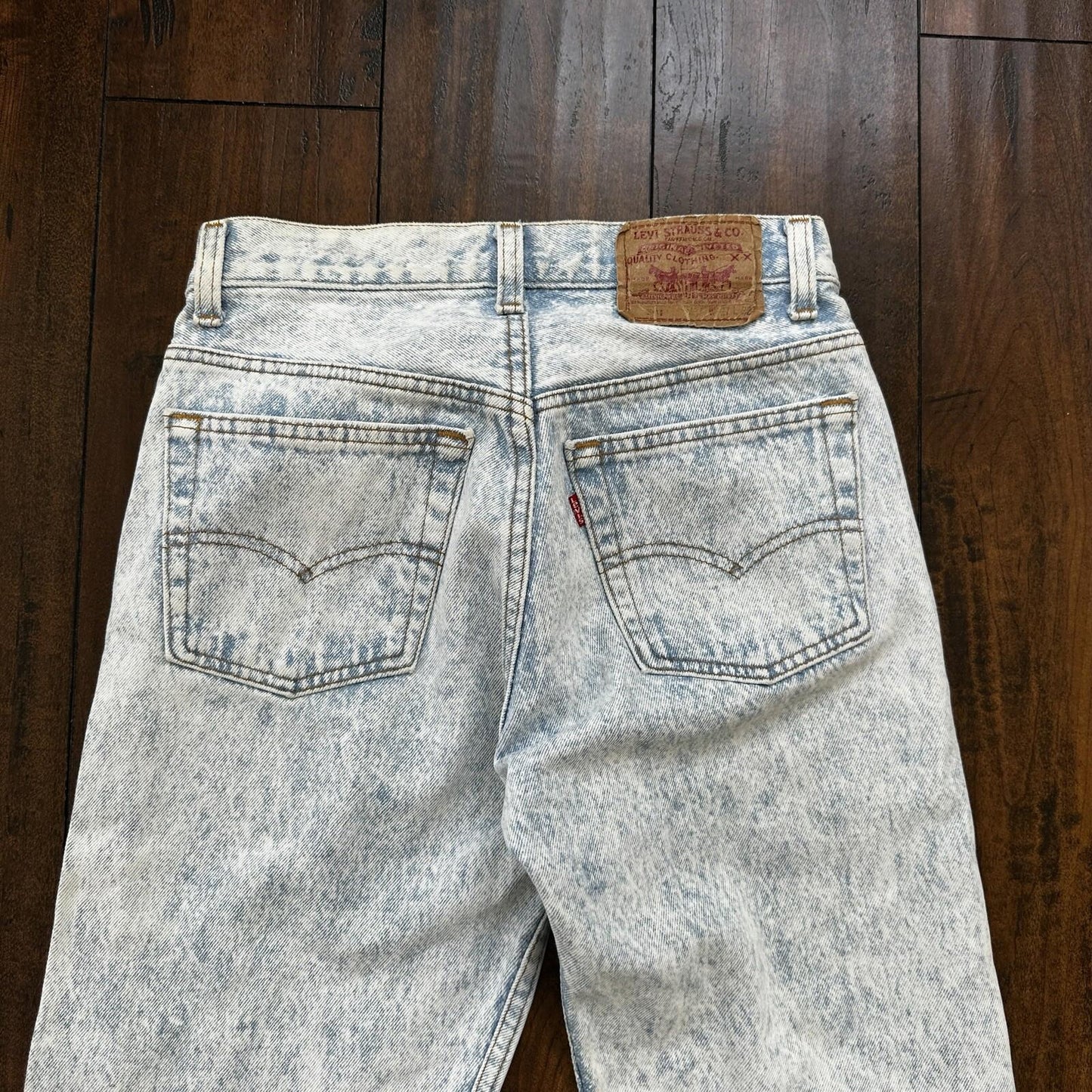 VTG 90s Levis 501 Button Fly 27x32 USA Tag Jeans Straight Wash Light X Act 25x30