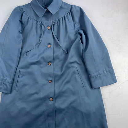 Forecaster of Boston Women's Rain Coat 14 Blue Polyester Trench Coat 1980s 80s