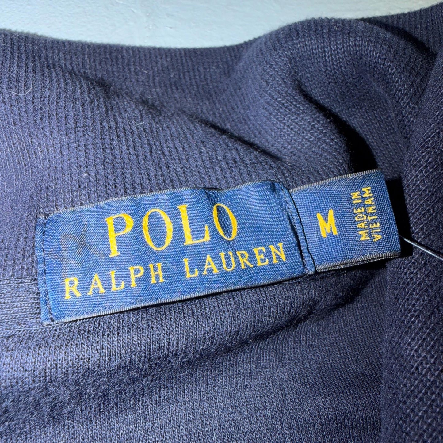 Polo Ralph Lauren Sweater VTG M Blue Cotton Long Sleeve Mock Neck Quarter Zip