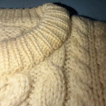 L.L. Bean L Men's Vintage Cable Knit Fisherman Sweater Sz Large Ivory/Cream