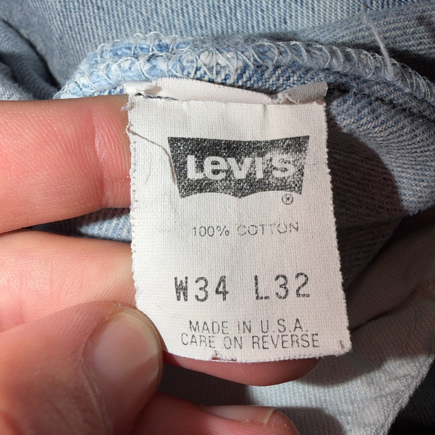 Levis 501 Vintage 80s USA XX Straight Leg Jeans Blue Light Wash 34x32 Act 32x31