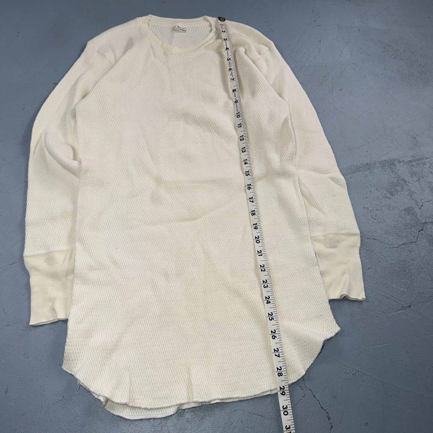 Jockey VTG 1960s Shirt Ivory Waffle Knit Thermal Underwear Long Sleeve XL