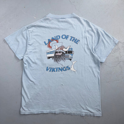 Land of the Vikings 70s VTG T Shirt Moving Promo Truck Horns California Travel