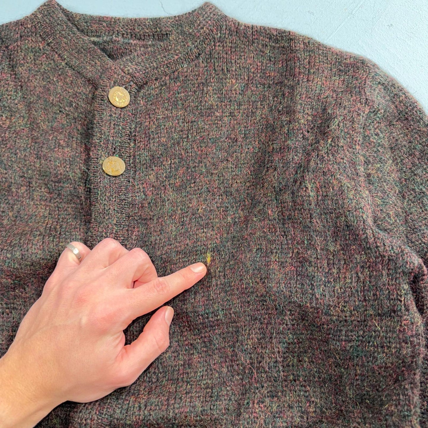VTG 60s Kid Mohair Cardigan Sweater Medium Cobain Shaggy Wool Rockabilly 1960s