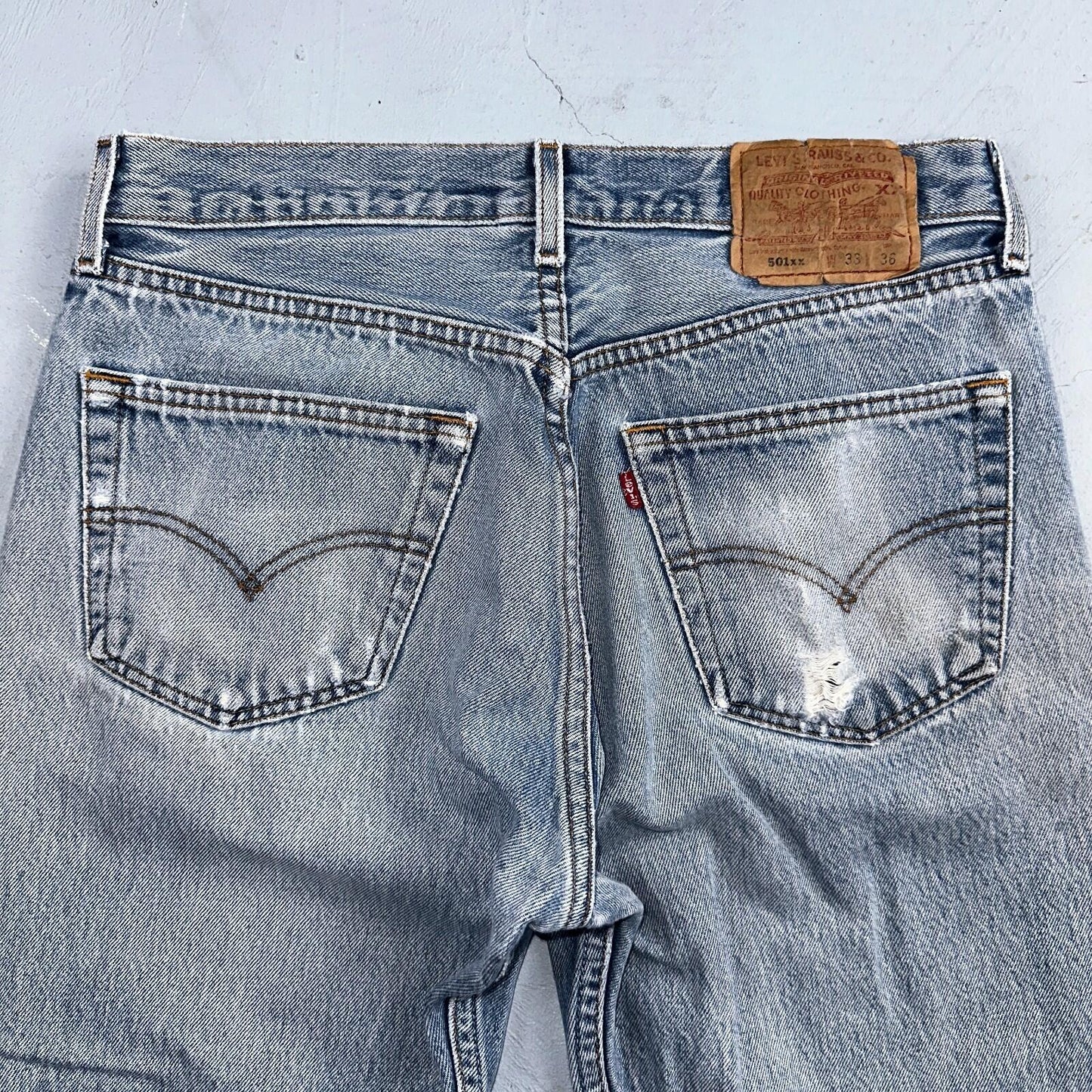 Levis 501 Vintage 90s Mexico Straight Leg Jeans Blue Light Wash 33x36 Act 31x31