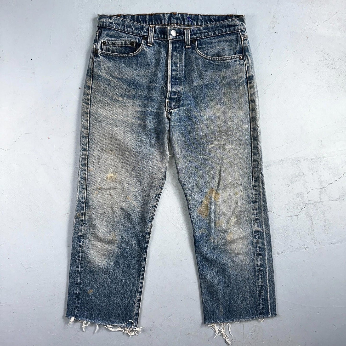 Levis 501 Vintage 80s USA XX Straight Leg Jeans Blue Light Wash Act 32x24 Capri
