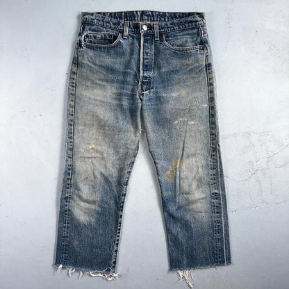 Levis 501 Vintage 80s USA XX Straight Leg Jeans Blue Light Wash Act 32x24 Capri