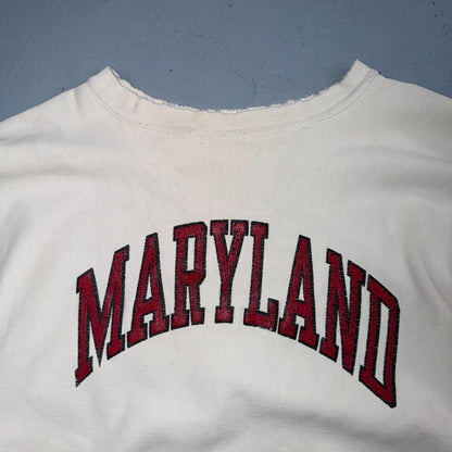 VTG 80s Champion Reverse Weave Crewneck Sweatshirt White USA Maryland College