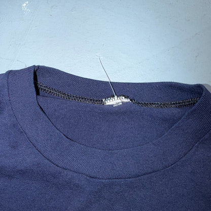 Blank 1970s Long Sleeve VTG T Shirt Single Stitch Navy Blue 70s 80s 50/50 Blend