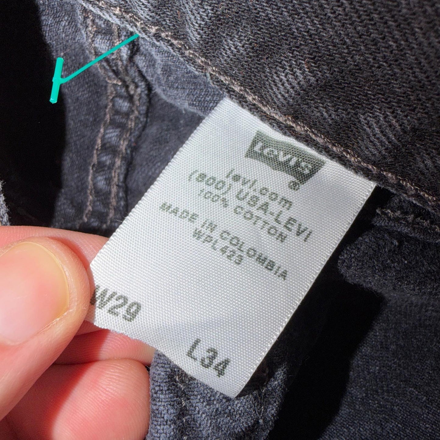 Levis 501 Vintage Y2K 90s XX Straight Leg Jeans Black Med Wash 29x34 Act 28x31