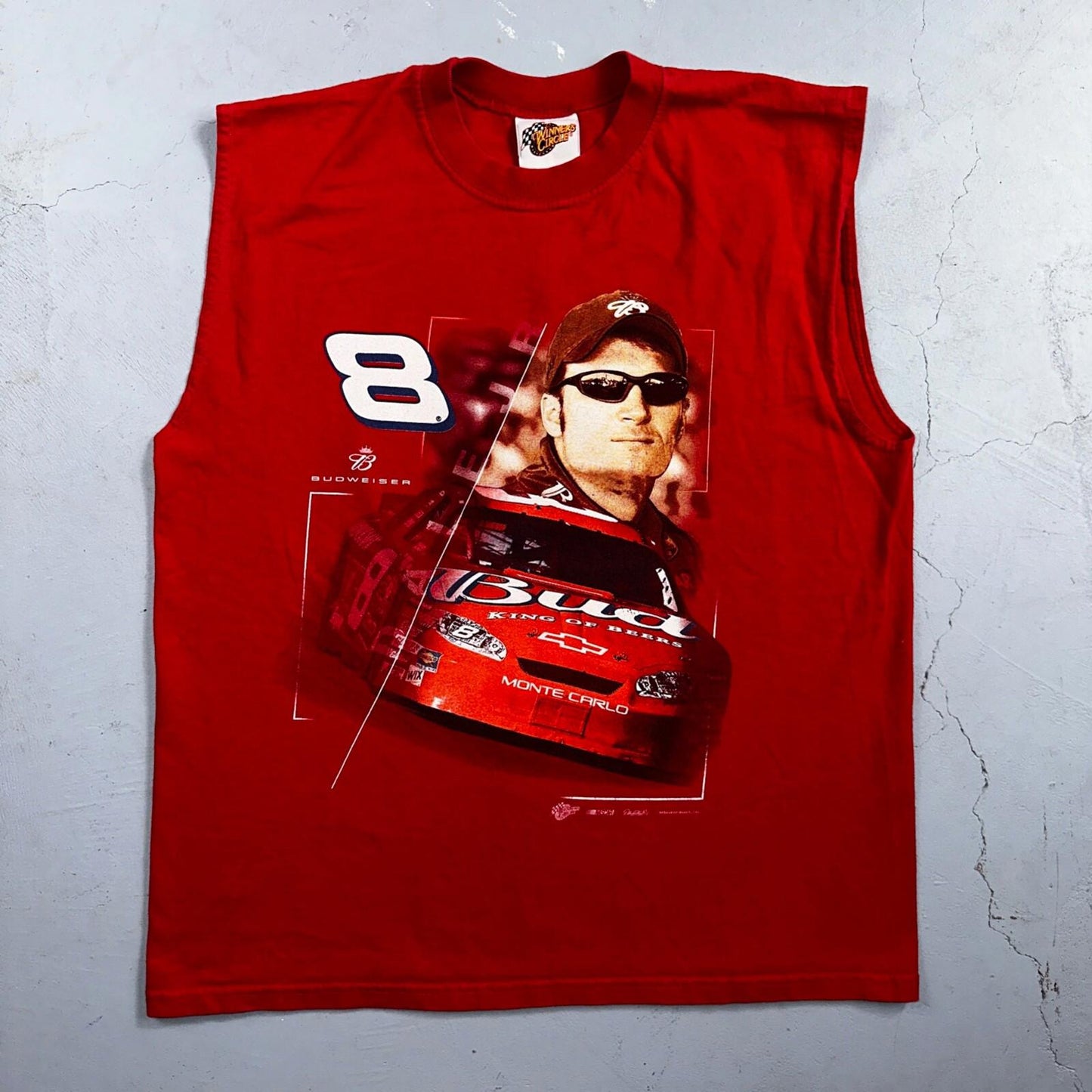 Dale Earnhardt Budweiser VTG T Shirt Car Racing Cut Off Tank 8 Grunge Rock Red