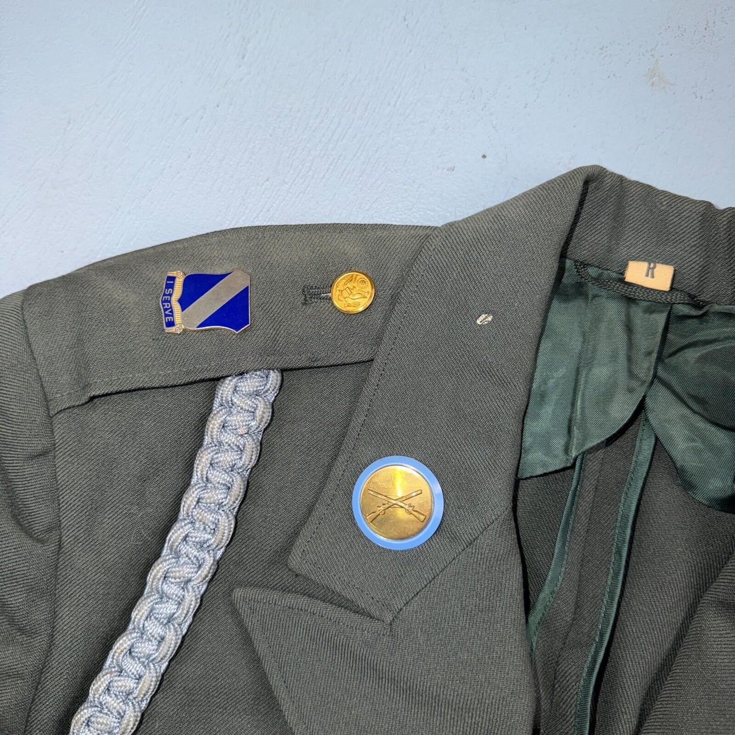 US Army Korean War Officer Suit 1950s Armored Hell Wheels Patch 37R VTG Jacket