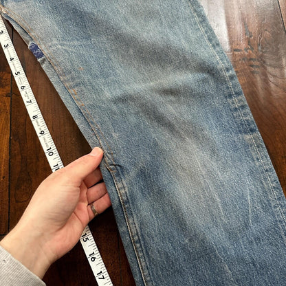 VTG USA Levis 501 Button Fly 80s Tag Jeans 32x27 Straight Leg Thrashed Ripped
