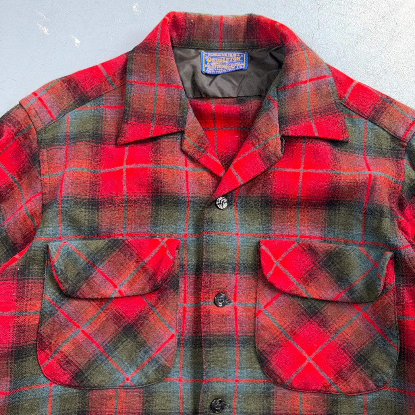 Pendleton VTG 1950s Loop Collar Board Shirt Wool Plaid Flannel Shirt Rockabilly
