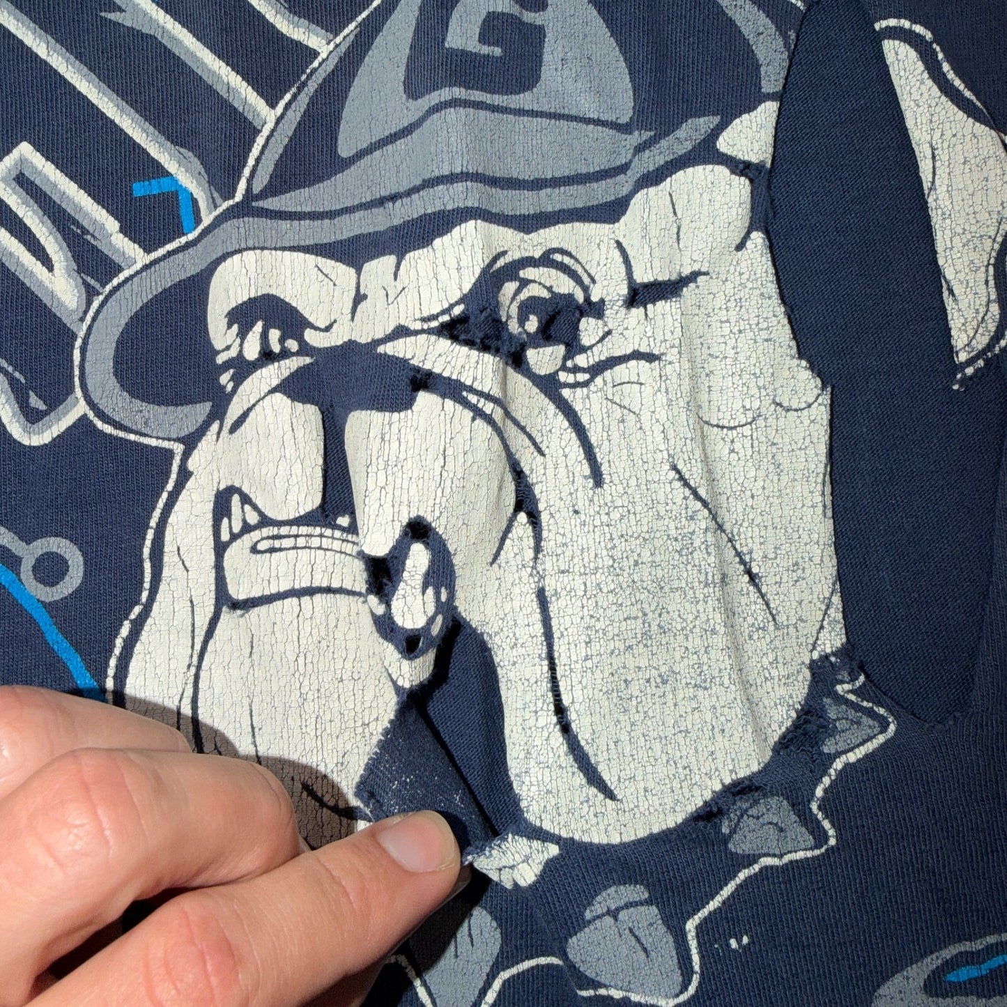 Georgetown Hoyas Thrashed USA VTG T Shirt Single Stitch Basketball Washington DC