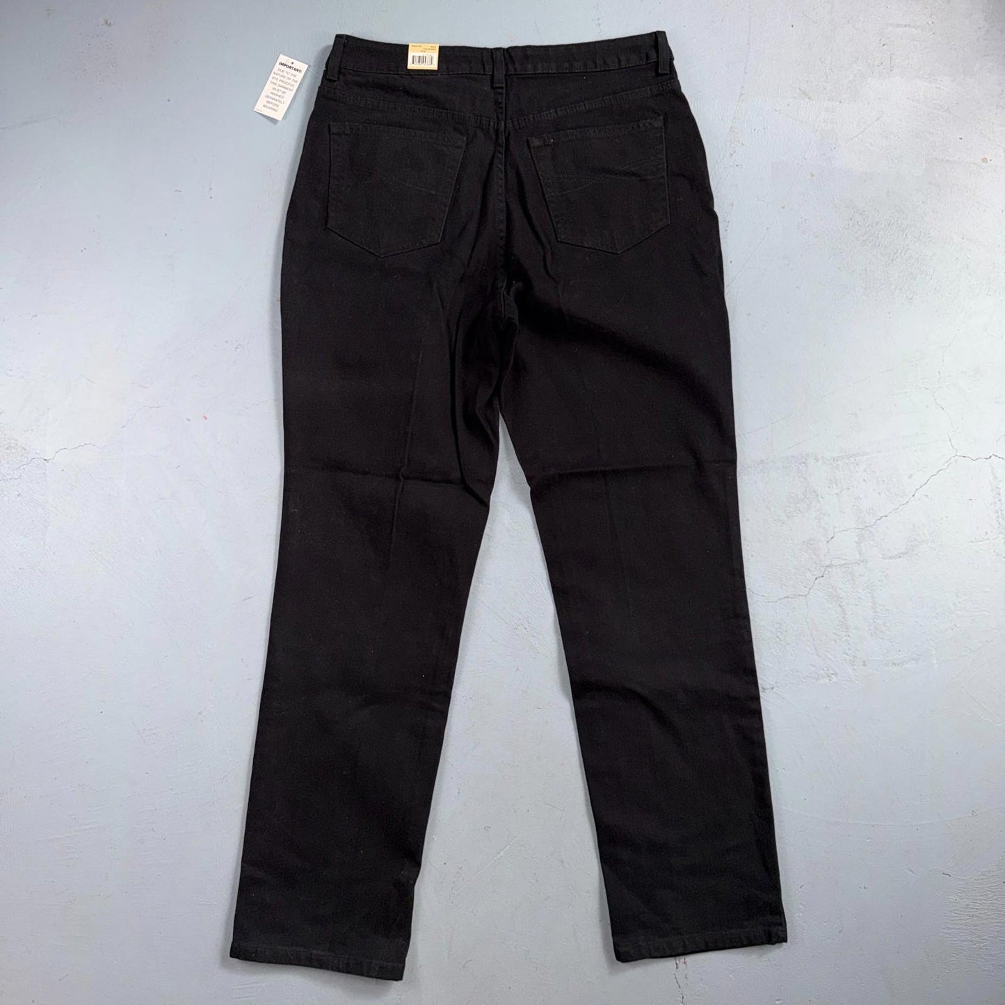 Faded Glory Classic Jeans Women's Size 12 Black Solid Straight Leg Stretch New