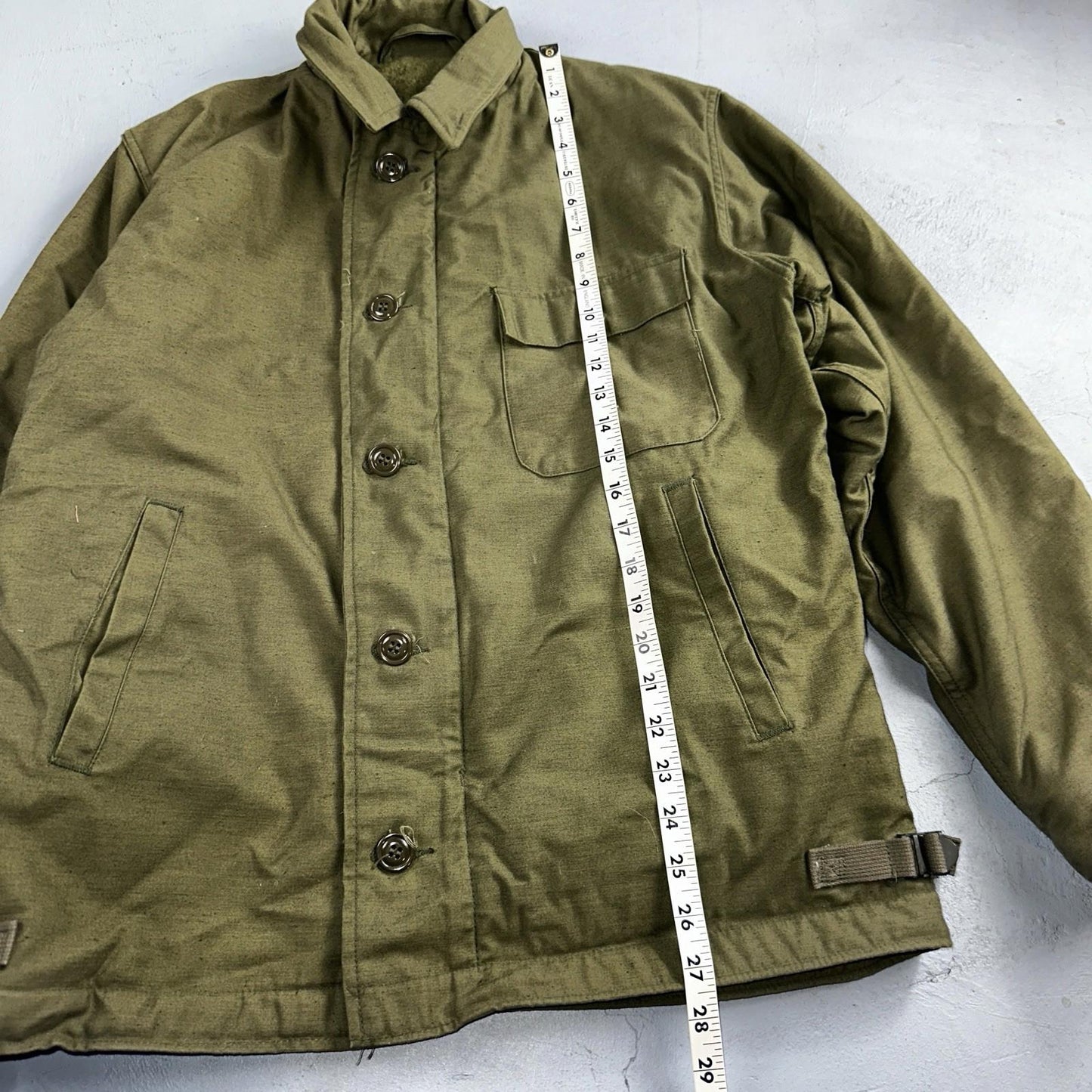 VTG 60s USN US Navy Military A-2 Intermediate Cold Weather Deck Jacket Stencil