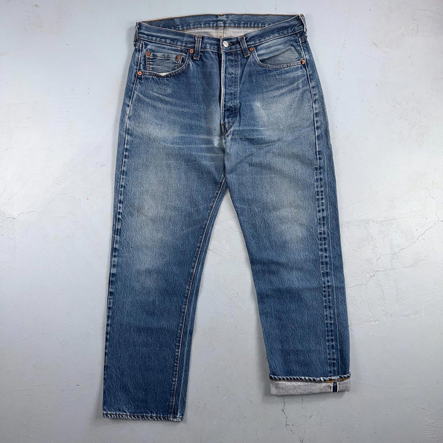 Levis 501 Vintage 80s Redline Selvedge USA XX Jeans Light Wash 35x32 Act 32x28