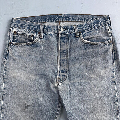 Levis 501 Vintage 80s USA XX Straight Leg Jeans Blue Light Wash 38x33 Act 34x29