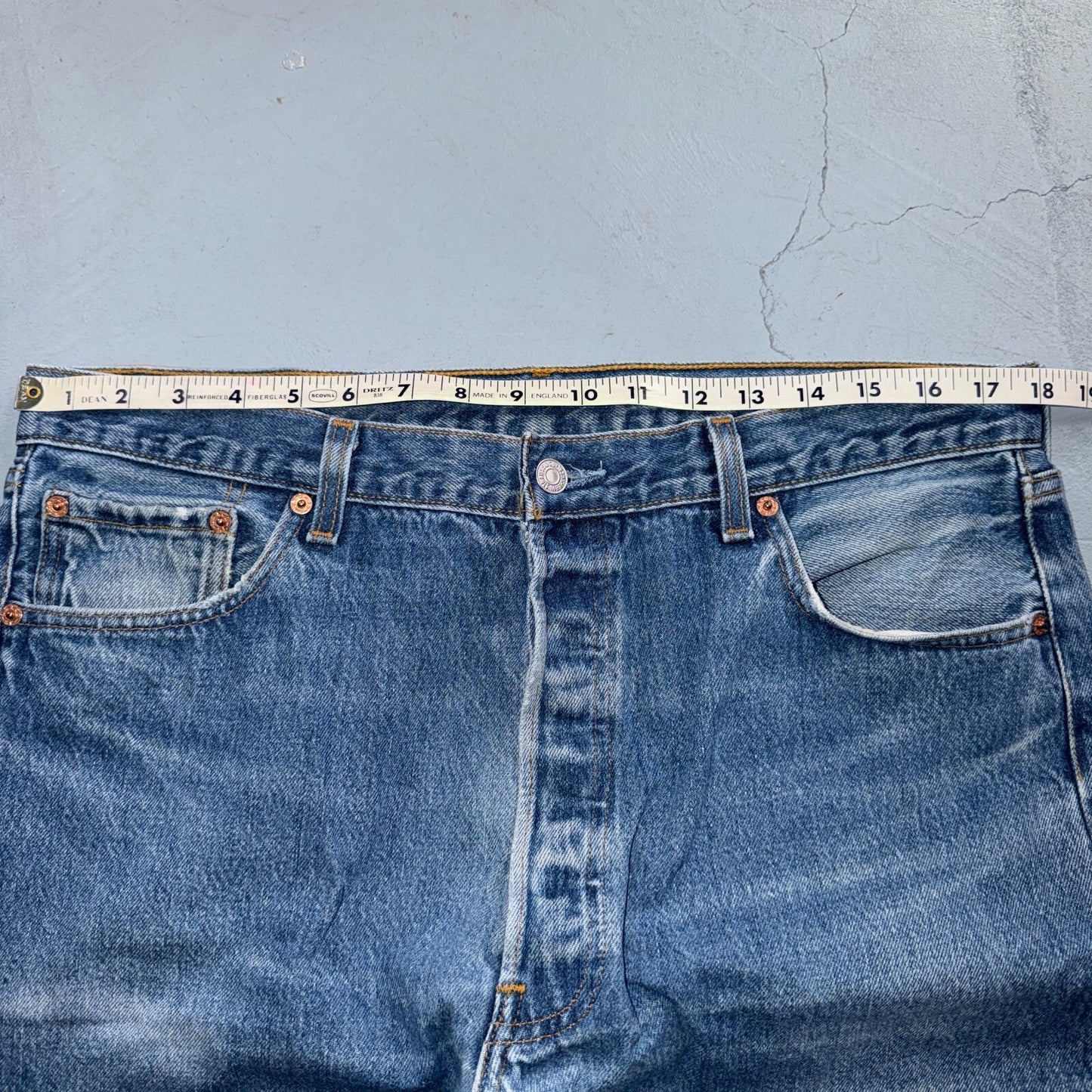 Levis 501 Vintage 90s USA XX Straight Leg Jeans Blue Light Wash 38x31 Act 36x27