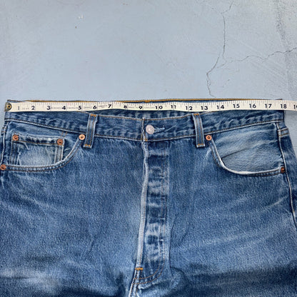 Levis 501 Vintage 90s USA XX Straight Leg Jeans Blue Light Wash 38x31 Act 36x27