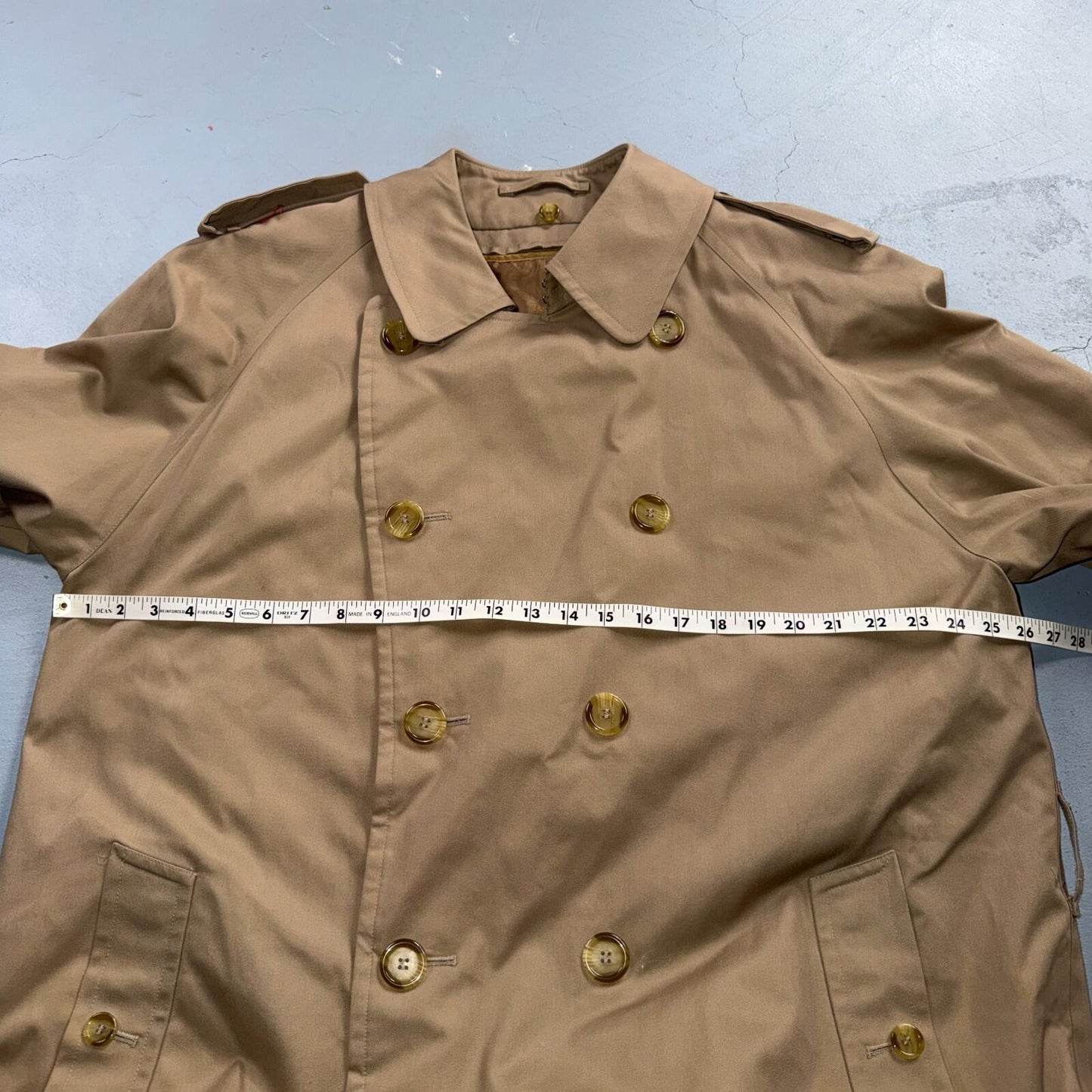Burberry Mens 42L Trench Coat Jacket Camel Hair Double Breasted Wool Liner VTG